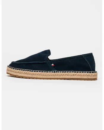 Espadrile din piele intoarsa cu model uni, Albastru ultramarin