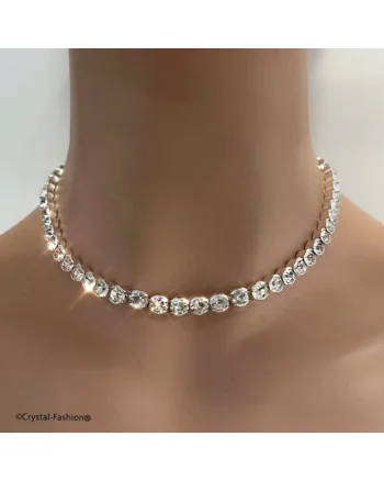 Choker Tennis cu cristale Swarovski®, 6mm, Crystal Clear