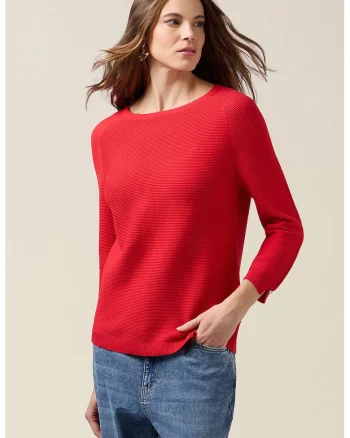 Pulover striat cu maneci raglan, Rosu