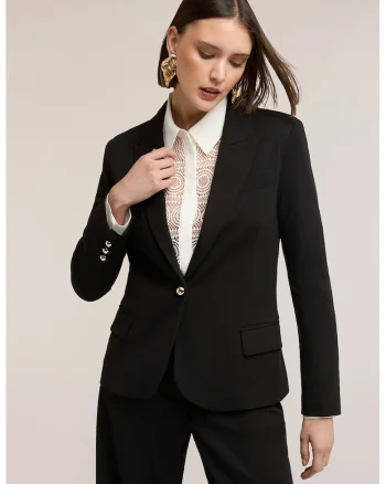 Sacou regular-fit cu nasturi, Negru