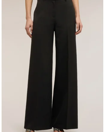 Pantaloni cu croiala ampla si talie inalta, Negru
