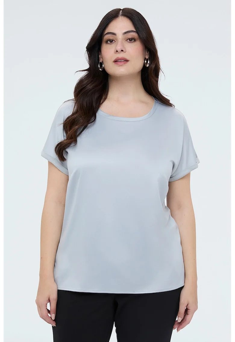 Tricou uni cu decolteu rotund, Alb