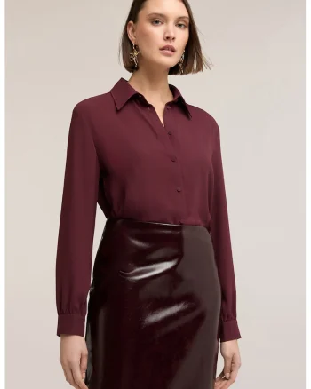 Camasa regular-fit cu model uni, Visiniu