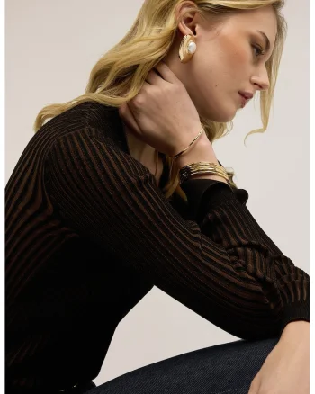 Cardigan slim-fit cu nasturi, Maro/Alb murdar