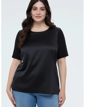 Bluza uni cu decolteu rotund, Negru