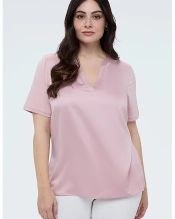 Tricou uni cu decolteu in V, Lila