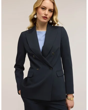 Sacou regular-fit cu nasturi, Bleumarin