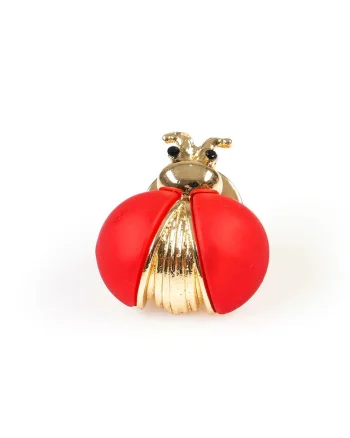 Brosa martisor buburuza rosie cu accente aurii