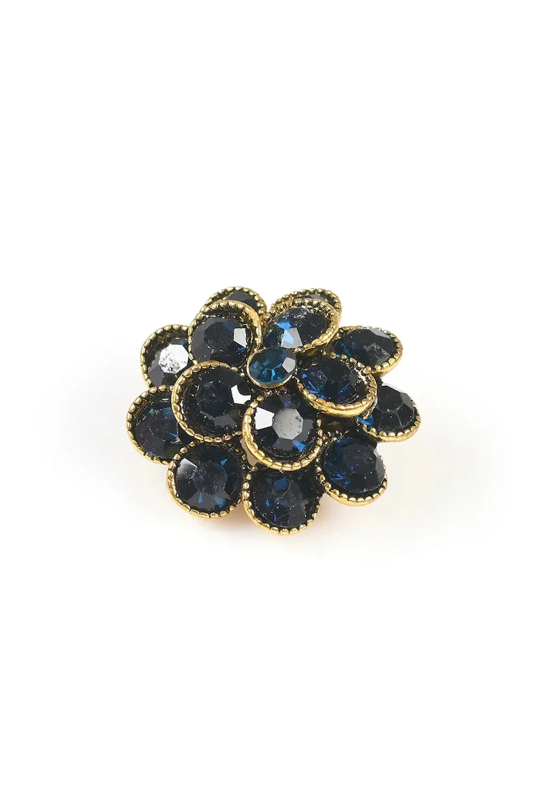 Brosa martisor floare cu pietre negre