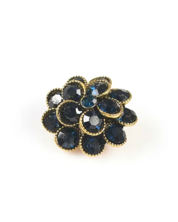 Brosa martisor floare cu pietre negre