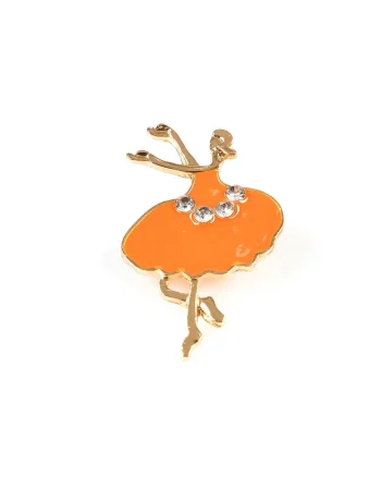 Brosa martisor balerina cu rochie portocalie