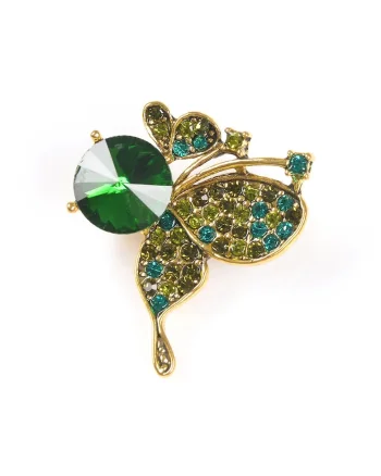 Brosa martisor fluture elegant cu piatra verde