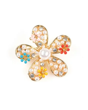 Brosa martisor floare aurie cu perle