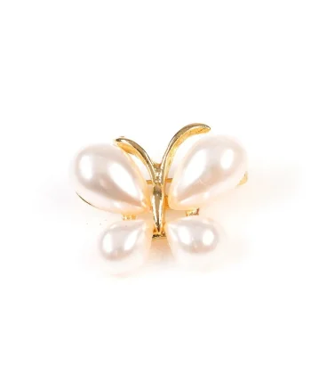 Brosa martisor fluture elegant cu perle albe