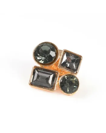 Brosa martisor cu forme geometrice si pietre negre