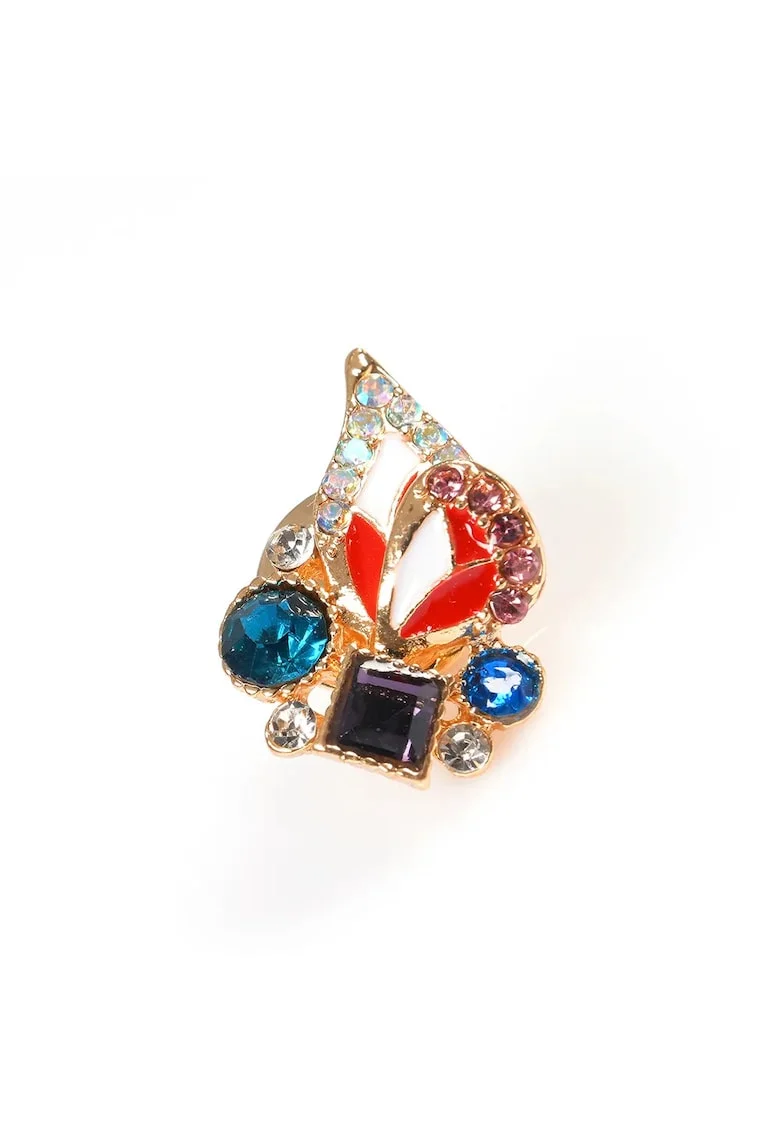Brosa martisor fluture abstract cu pietre multicolore