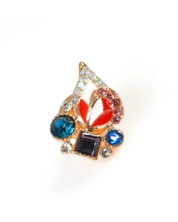 Brosa martisor fluture abstract cu pietre multicolore