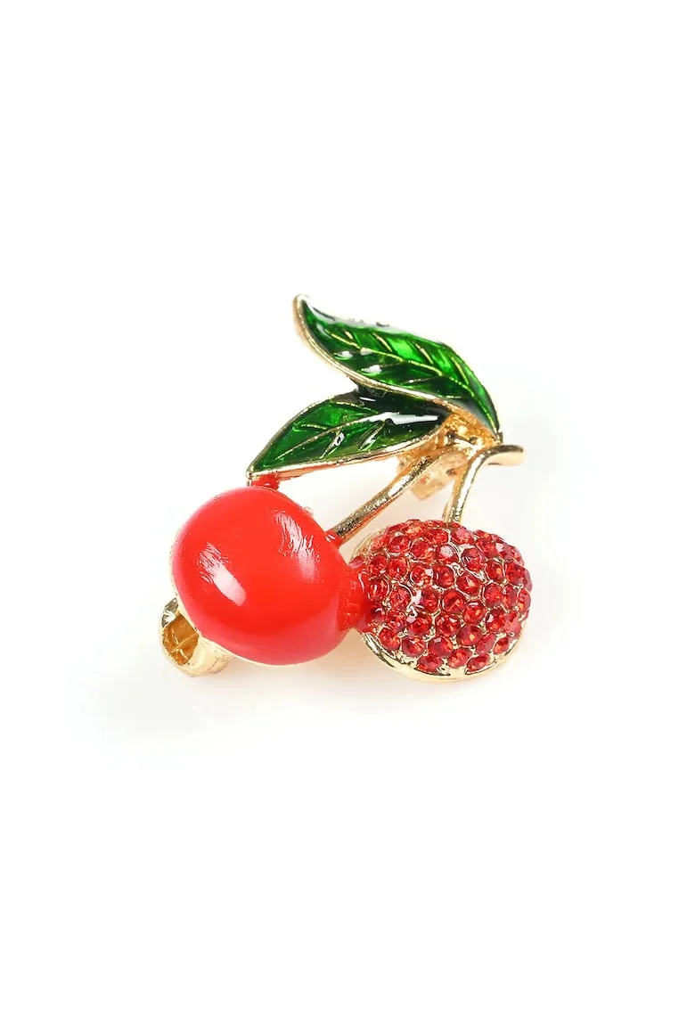 Brosa martisor cirese cu pietre rosii