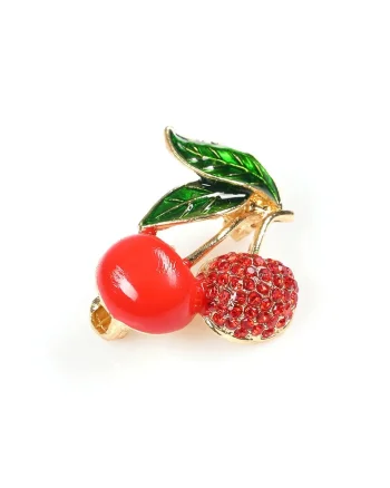 Brosa martisor cirese cu pietre rosii