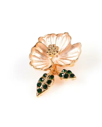 Brosa martisor floare aurie cu petale sidefate