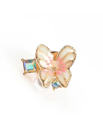 Brosa martisor fluture delicat cu accente roz si perla
