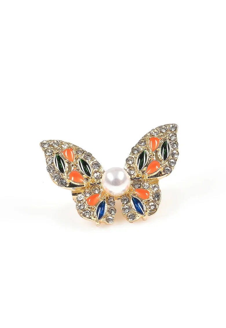 Brosa martisor fluture elegant cu pietre portocalii