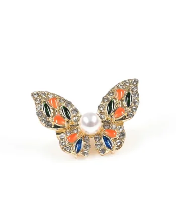 Brosa martisor fluture elegant cu pietre portocalii