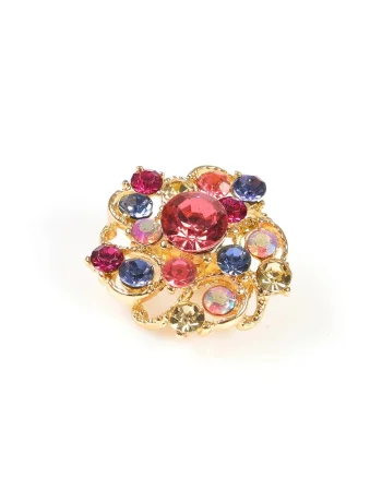 Brosa martisor floral cu pietre multicolore