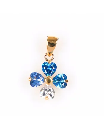 Pandantiv placat cu aur floare cu pietre albastre