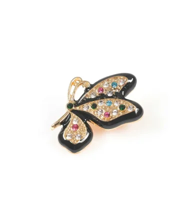 Brosa martisor fluture cu margini negre si pietre multicolore