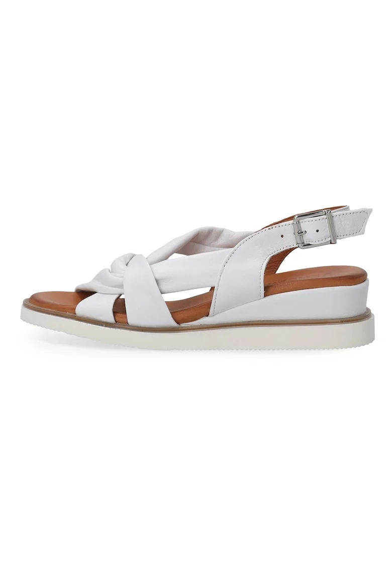 Sandale slingback din piele, cu talpa wedge