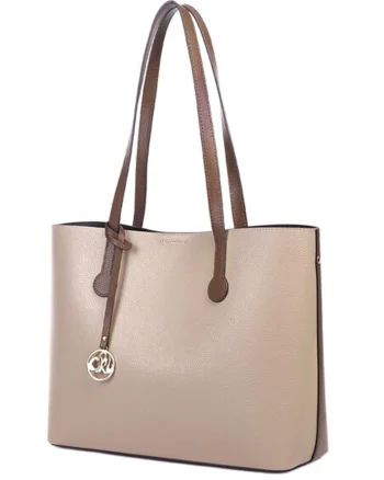 Geanta tote din piele Noelis, Caramel/Bej deschis