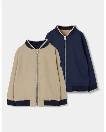Jacheta bomber reversibila cu fermoar, Albastru ultramarin/Bej