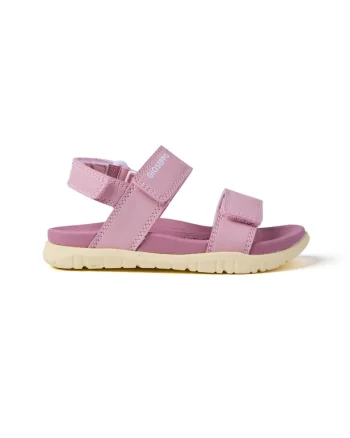 Sandale cu inchidere velcro si model uni, Roz