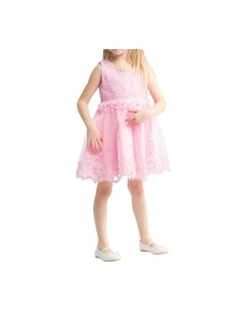 Rochie pentru fete,  dantela, fara maneci, roz