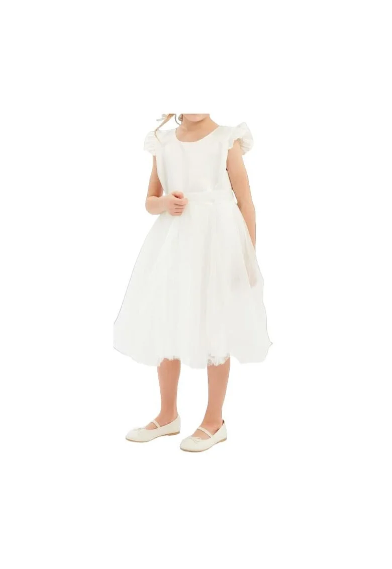 Rochie de Ocazie pentru Fetițe Violette Alb – Eleganță din Tul Stratificat, Ideală pentru Nuntă, Comuniune sau Aniversări