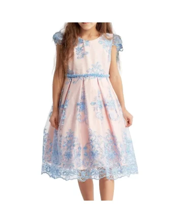 Rochie Eleganta Fete Grace – Design cu Broderii și Perle, Ideală pentru Ocazii Speciale