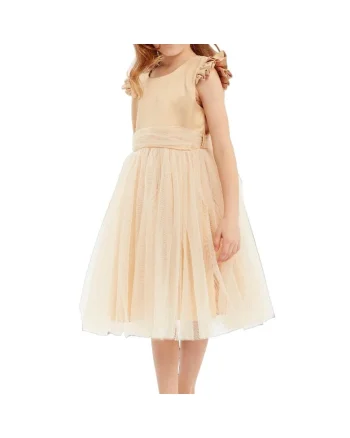 Rochie Eleganta Aurie pentru Fetițe – Violette, Design de Prințesă cu Tul Fin și Detalii Delicate, Ideală pentru Ocazii Speciale