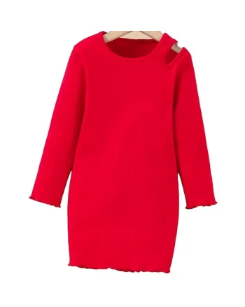 Rochie Elegantă Fetițe Lucie Roșie cu Decupaje pe Mâneci, Ideală pentru Evenimente Speciale