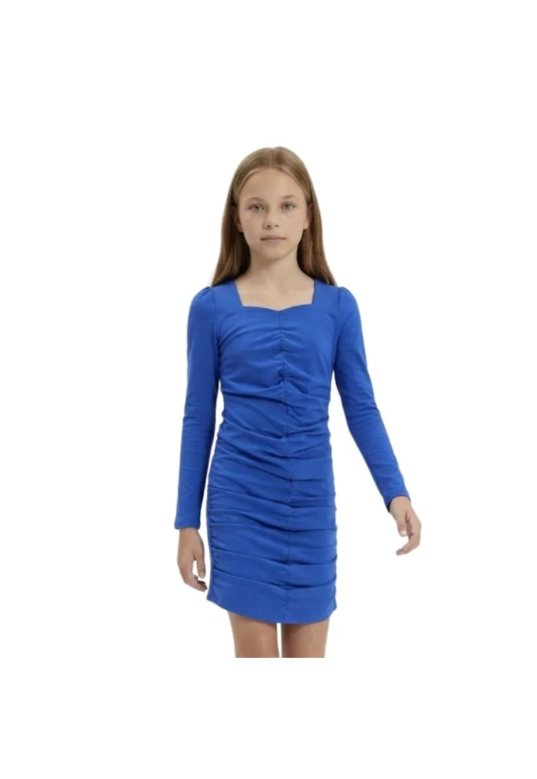 Rochie fetite  Madison mulata cu fronseu frontal, albastru cobalt, Albastru