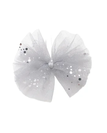 Agrafa de par cu sclipici,  Tul, 12 cm, Gri