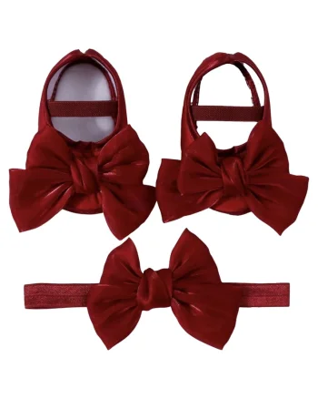 Set Pantofiori si Bentita  Funde Mari, Eleganti, Banda Elastica, Rosu Inchis, Rosu