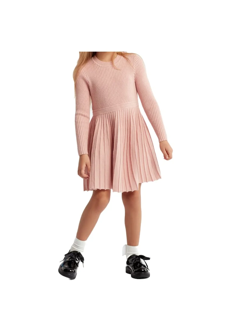 Rochie Tricotată pentru Fete Nel, Roz Prafuit, Confortabilă și Elegantă, Material Moale, Roz