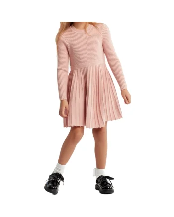 Rochie Tricotată pentru Fete Nel, Roz Prafuit, Confortabilă și Elegantă, Material Moale, Roz
