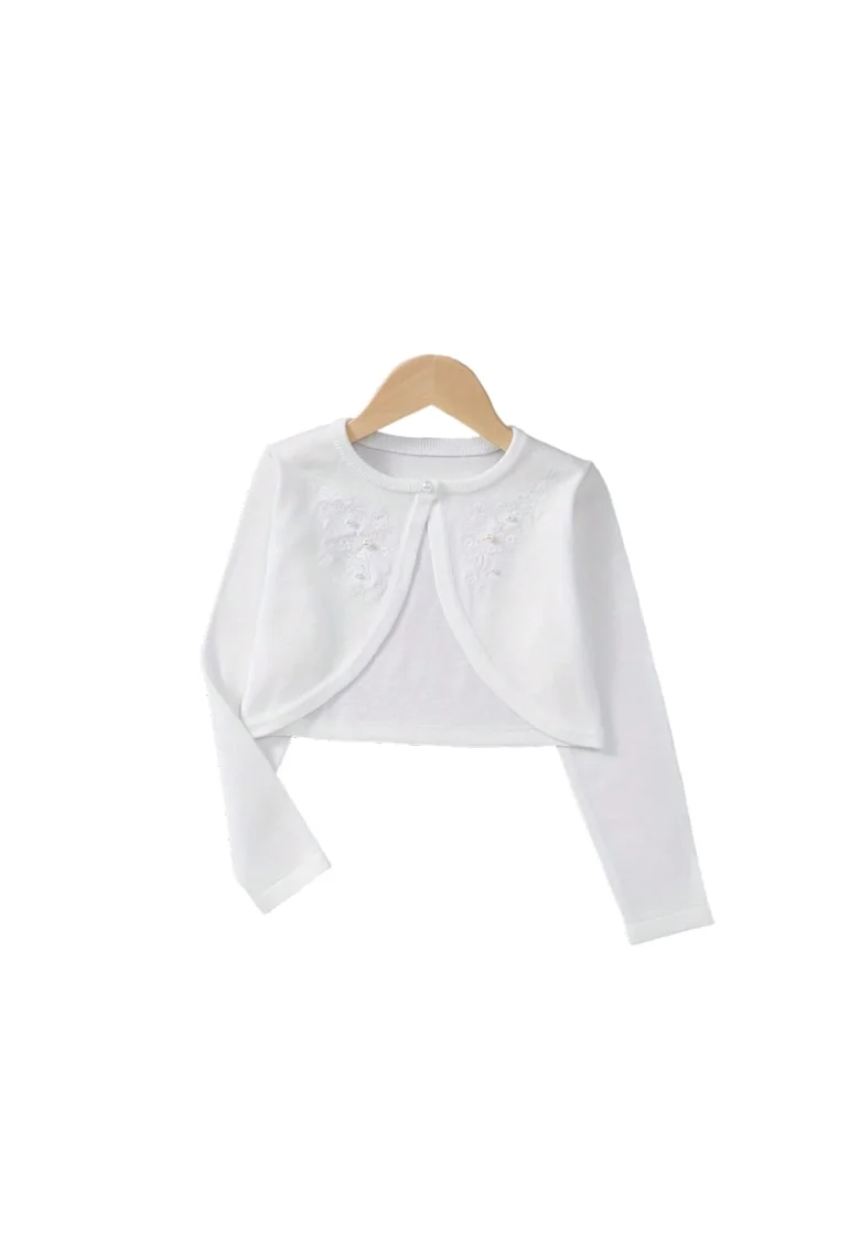 Bolero Elegant pentru Fetite Ada - Accesoriu Versatil si Confortabil pentru Evenimente Speciale, Alb, Alb