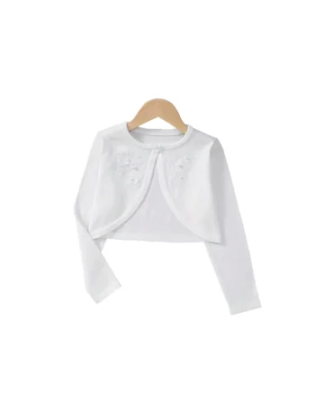 Bolero Elegant pentru Fetite Ada - Accesoriu Versatil si Confortabil pentru Evenimente Speciale, Alb, Alb