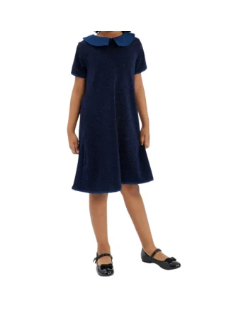 Rochie Elegantă Fetițe Areta, Albastru Închis, Material Strălucitor, Perfectă pentru Ocazii Speciale, Albastru