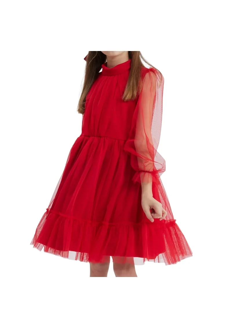 Rochie Eleganță Fetițe Oktavia - Design Clasic, Culoare Roșie Intensă, Ideală pentru Evenimente Speciale, Rosu