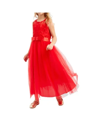 Rochie Fetiță Elegantă Margaret din Dantelă și Tulle, Culoare Roșie, Rosu