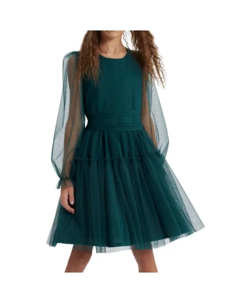 Rochie Eleganță Fetițe Holly - Confort și Stil în Nuanță Verde Smarald, Verde